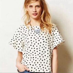 Anthropologie Postmark Top White Polka Dot Size Small